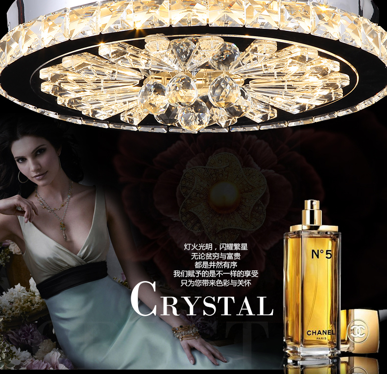 modern led crystal ceiling lamps 40cm round shape transparent crystal 90-265v living bed room ceiling lights