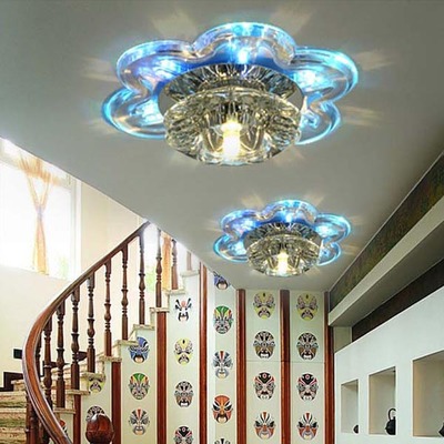 modern led crystal lamp 3w led corridor ceiling light blue/purple/rgb color ac 85-265v balcony/living room ceiling light