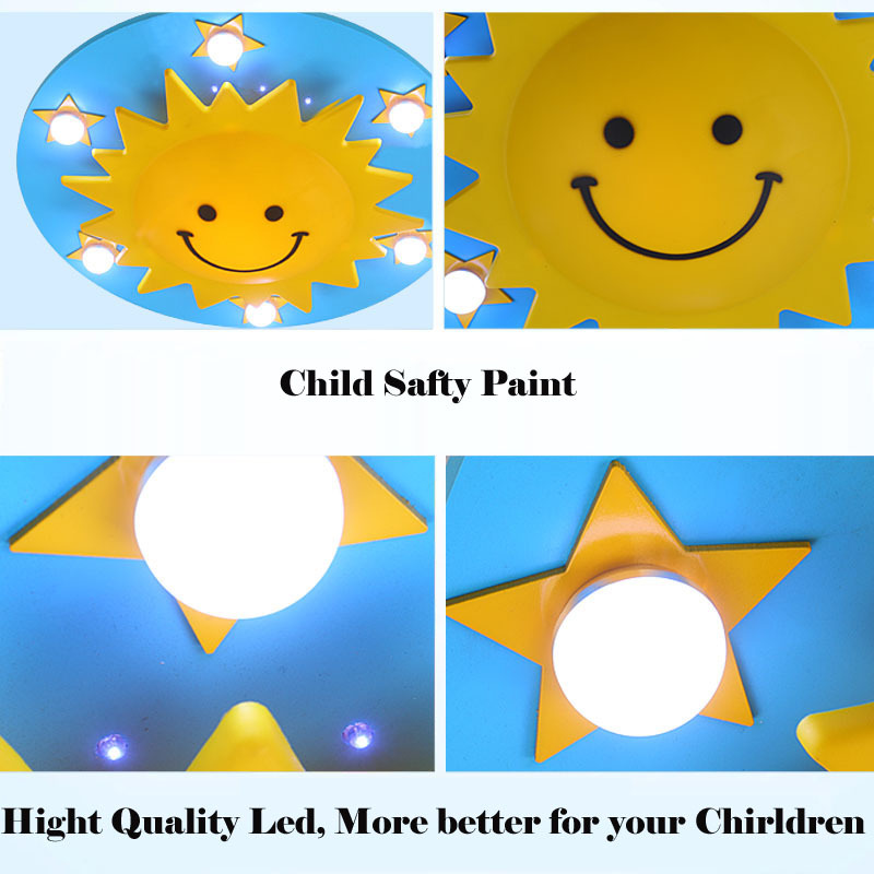 modern led night light sunshine shape for children room blue or red painting red lights