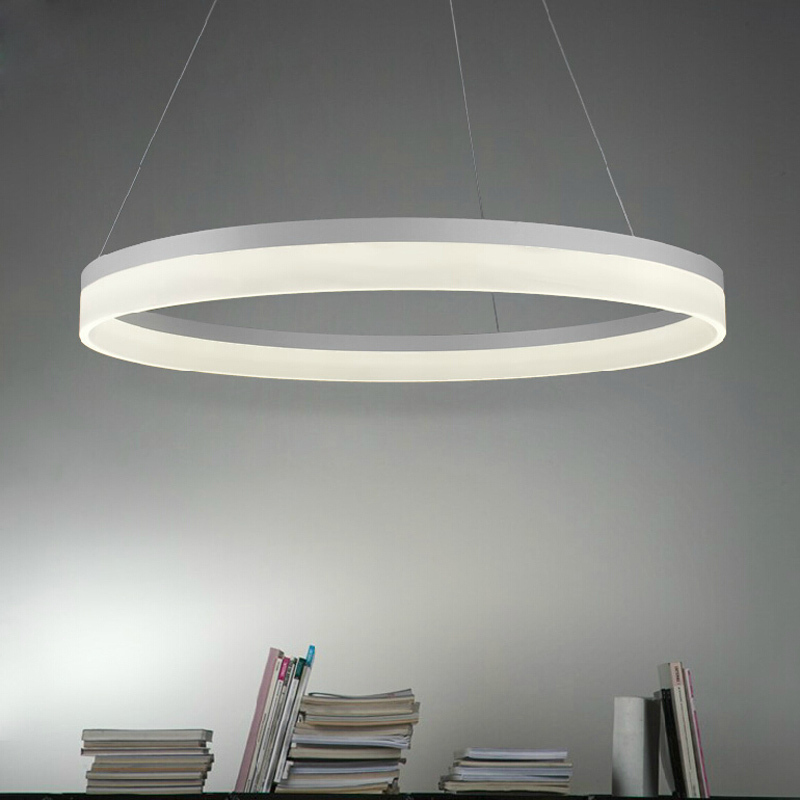 modern led pendant lamps led pendant light round acrylic rings white or red painting 90-265v led suspensnion lamp