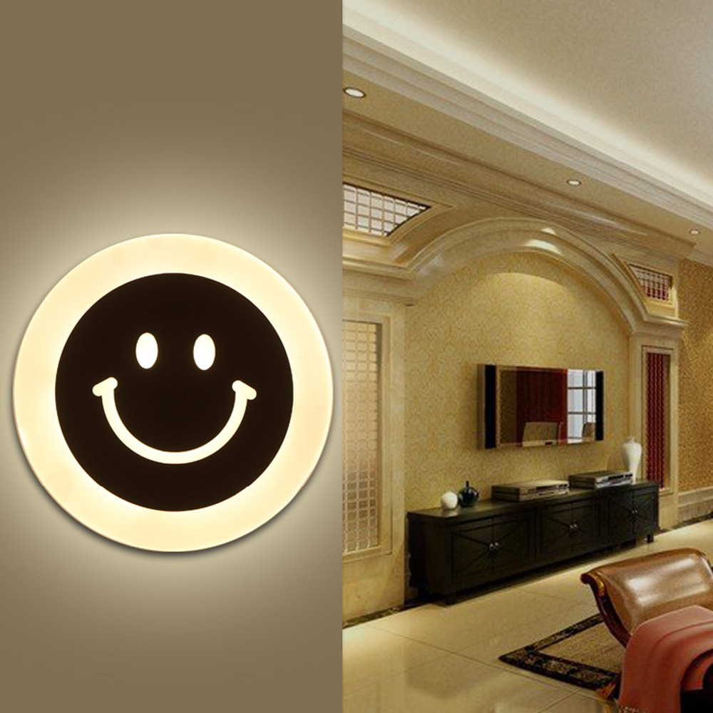 modern led wall light 90-265v smile wall light for bed room living room el aisle wall sconces 2 piece/lot