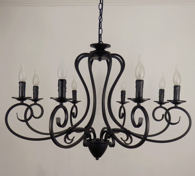 nordic brief black bedroom chandelier lighting lamp suspension luminaire simple iron chain pendant 8pcs e14 candle chandelier