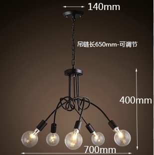 painted black/white ferro forjado chandelier ceiling lamp simple cloth shop lighting 3/5 heads pendant commercial lights