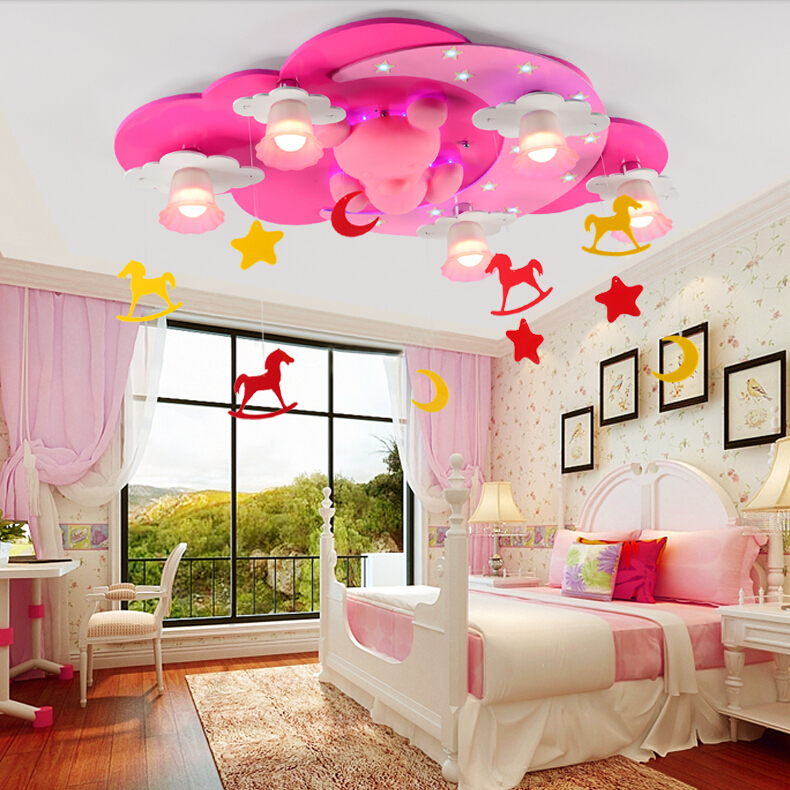 pink color kids room lighting boy cartoon warm girl bedroom ceiling lamp led creative child cartoon living room light chandelier