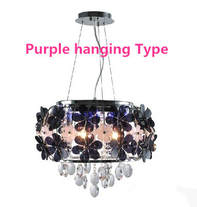 purple/white flower modern led crystal chandelier light living room bedroom ceiling lamps art deco lighting