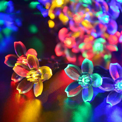 rgb solar floral pendant led party garland string lights decoration christmas outdoor garden light luces cherry solare 7m 50leds