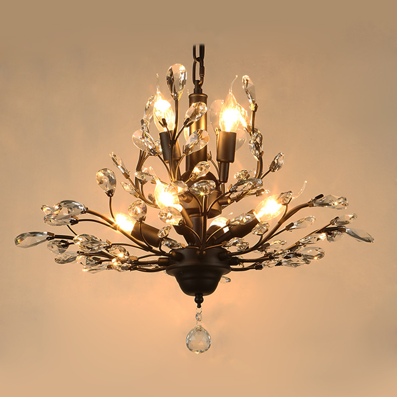 sinolite retro chandelier 8 lights e12 e14 transparent crystal black or gold chandeliers for dinning living room