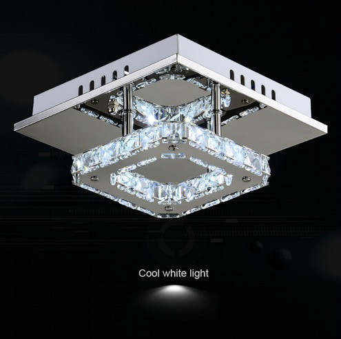 square led crystal chandelier light for aisle porch hallway stairs 12w led ceiling k9 crystal living room lamp lighting fixtures