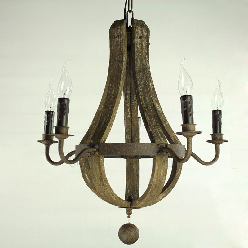 vintage chandeliers 5 lights wood chandelier lamp loft light retro light d50*h60cm