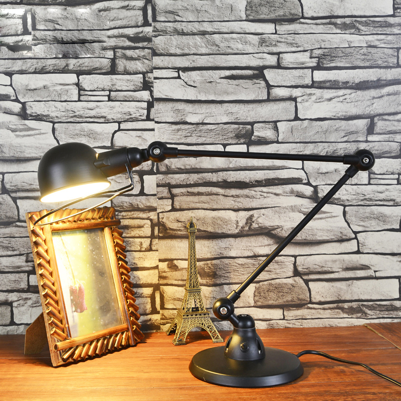 vintage table lamp e14 metal black painting swivel arms reading and student task lamp light