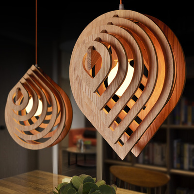 wooden water drop shape pendant lamp handmade nordic light wooden luminaire suspendu rural style restaurant hanging lighting