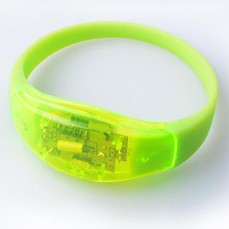 100pcs/lot voice activated sound control led flashing silicone bracelet wristband for party halloween concert decoration - Click Image to Close