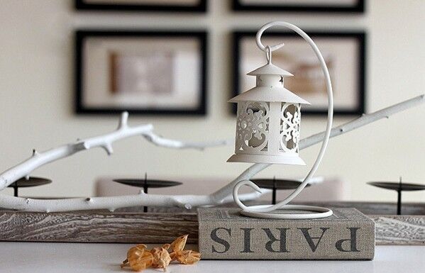 10pcsd/lot iron candle holder hook white moroccan style candlestick stand for home wedding decoration
