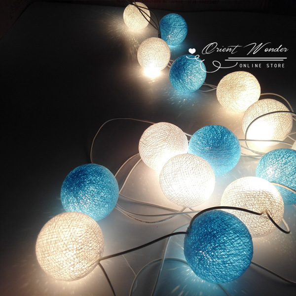 20 balls classical bluish white and blue color cotton ball lamps in thailand holiday lights decorate sitting room 10 set /lot