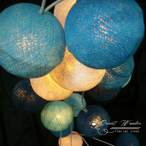 20 balls classical bluish white and blue color cotton ball lamps in thailand holiday lights decorate the sitting room available