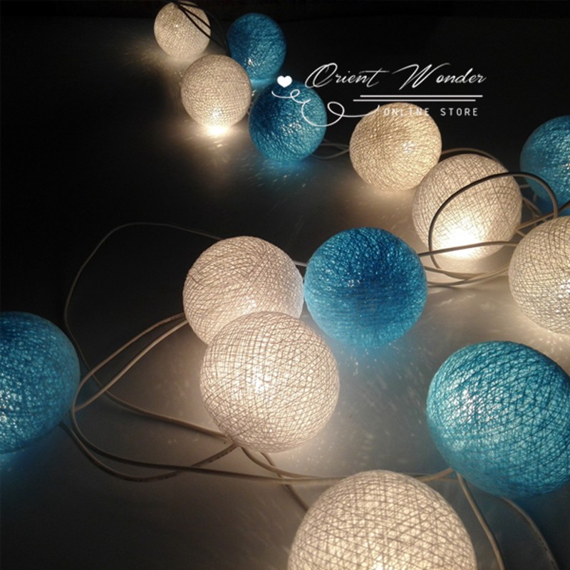 20 balls classical bluish white and blue color cotton ball lamps in thailand holiday lights decorate the sitting room available