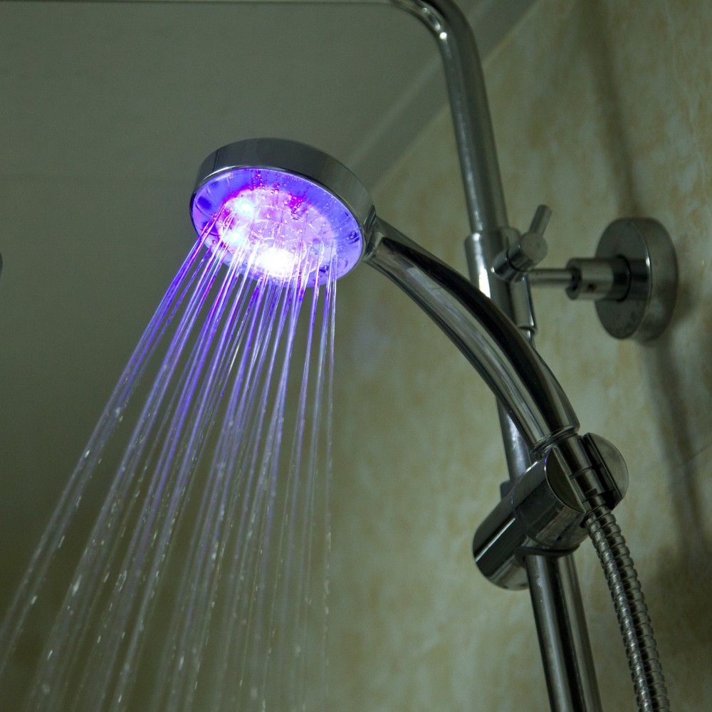 20 pcs/lot led shower head self-power 7 colors flashing jump change bathroom faucet, 5 leds light shower