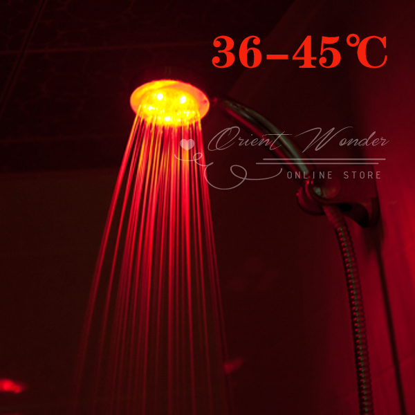 20 pcs/lot magic 3 color led shower head of rgb light ,temperature control light change self-power bath faucet
