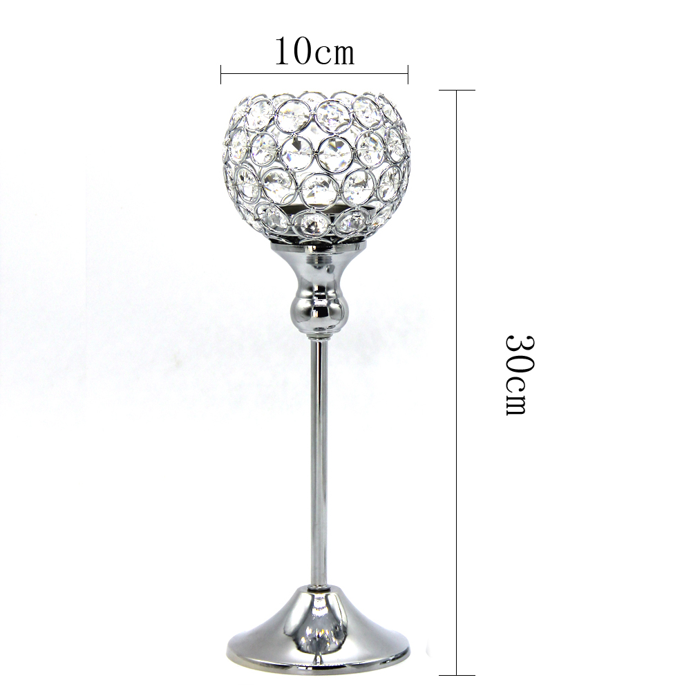 20pcs/lot 30cm 12inch k9 crystal candle holder metal silver plated wedding candlestick centerpieces candelabra decoration
