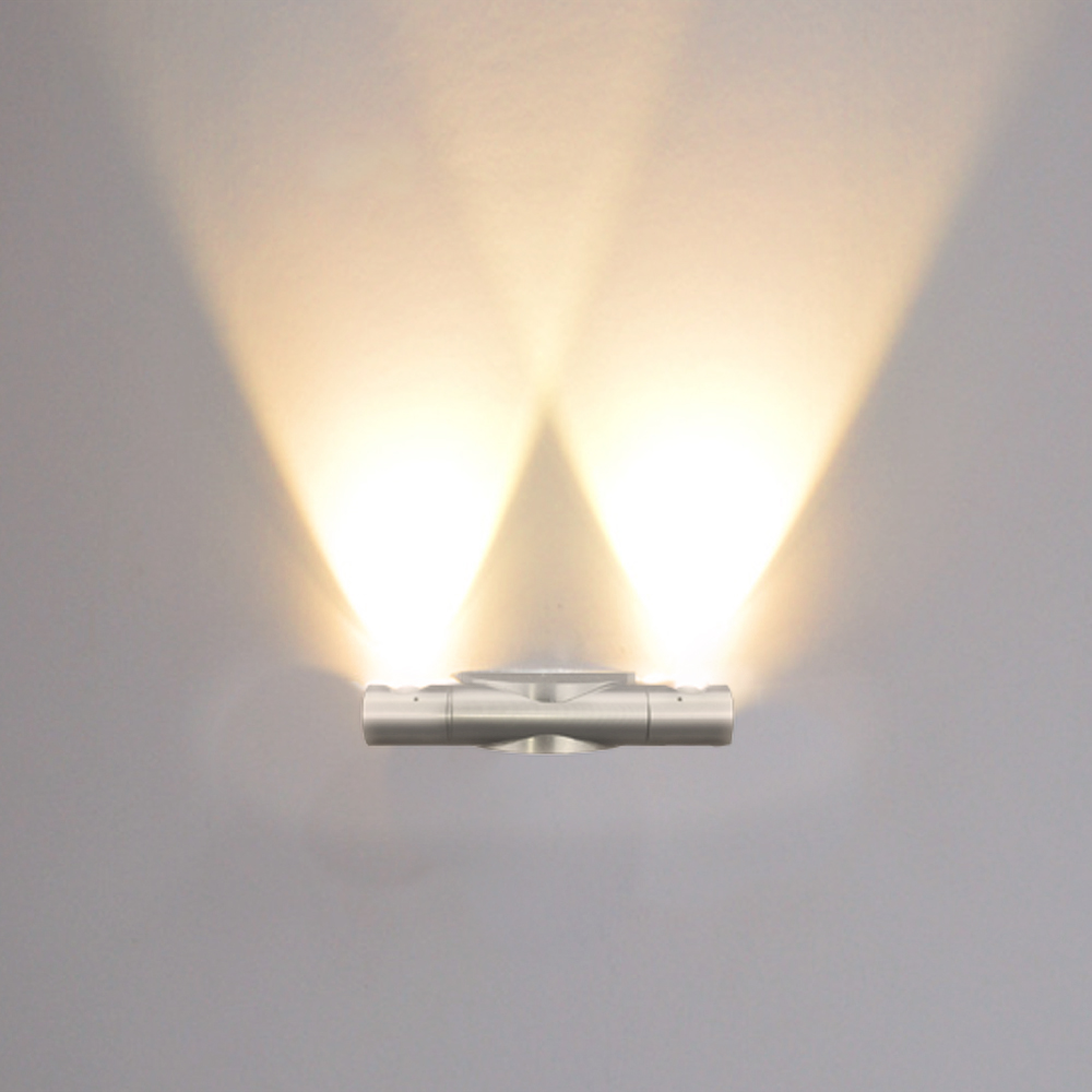 2pcs/lot 6w 360 degree rotation modern aluminum led wall light indoor ac 90-260v warm white mount sconce led lamp