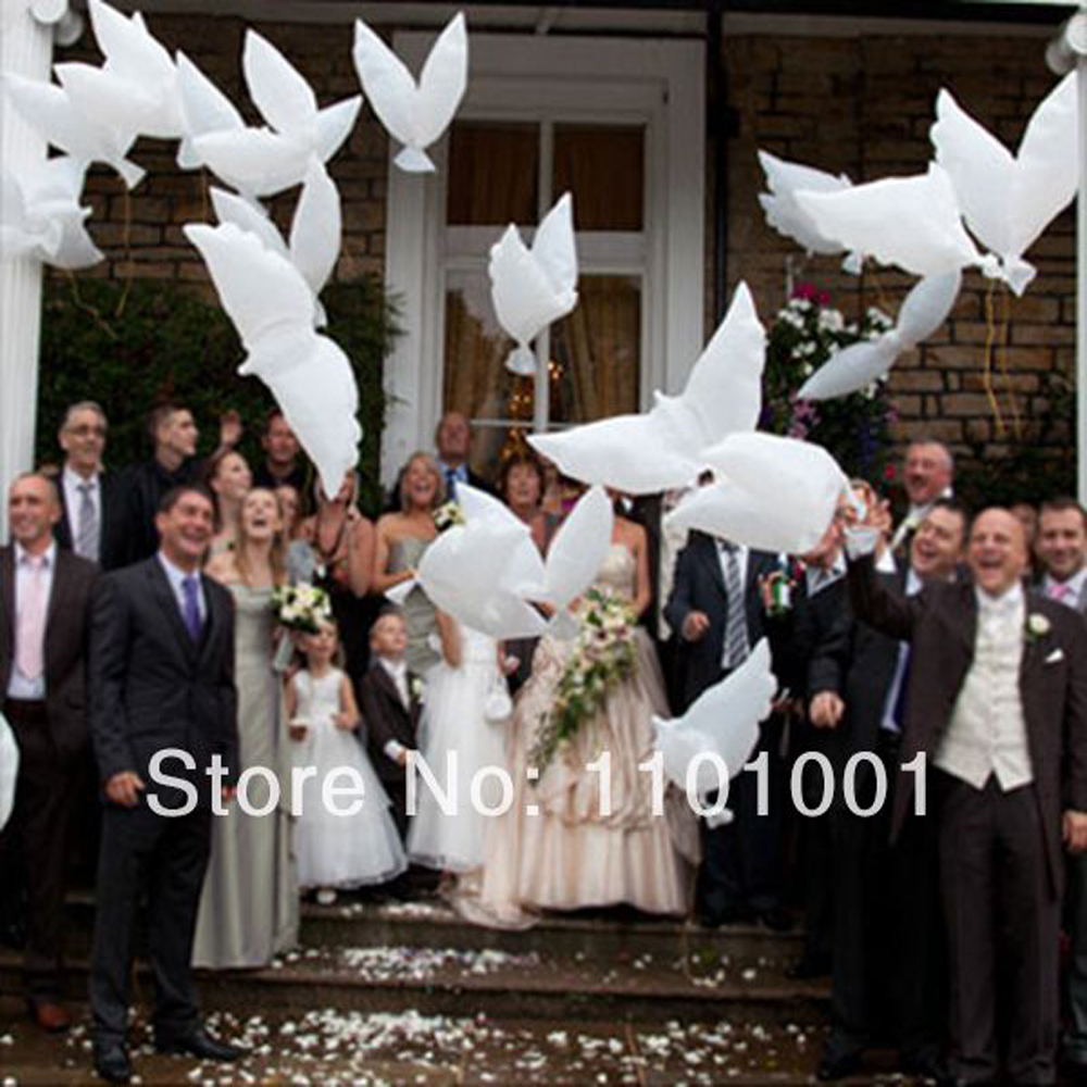 300pcs/lot helium pigeon wedding balloon eco flying white dove balloon for party decoration white pigeon balloon
