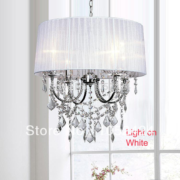 4-light fabric crystal chandelier bed room, dinning room with 12colors#ck9001whiteblackbulecoffeesilver