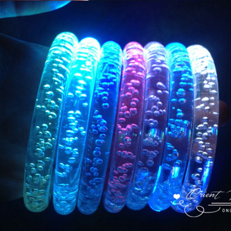 ,4pcs/lot led flash blinking color changing bracelet glowing acrylic wrist band bangle for ktv party