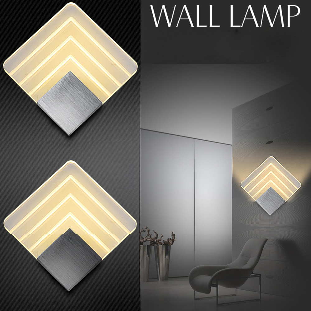 5w square wall sconce ac90-260v aluminum acrylic warm white modern wall light el bedroom hallway decoration lamp