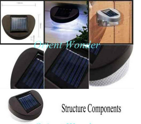 60 pcs/lot ,solar powered led fence light,outdoor gardern landscape wall lamp warm white/ cold white option