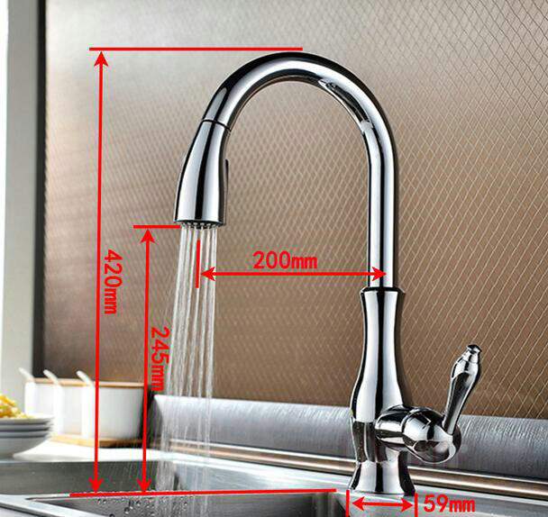 all copper cold and kitchen pull-out kitchen faucet sink faucet rotation vegetables basin taps - Click Image to Close