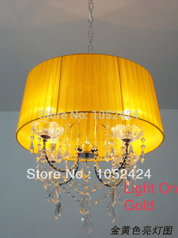 beautiful 4-light fabric crystal chandelier bed room, dinning room with 12colors#ck9001 red yellow pink