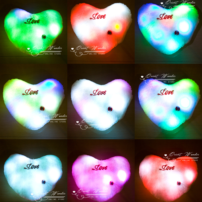 colorful led pillow,lucky heart star shaped glow pillow valentine's christmas best gift for kids