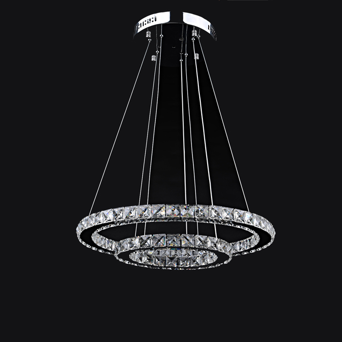 crystal led pendant lights lighting two rings(dia 50cm+30cm) 90-260v dinning room