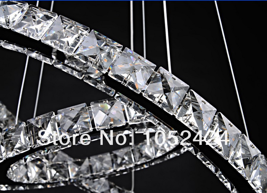 crystal led pendant lights lighting two rings(dia 50cm+30cm) 90-260v dinning room