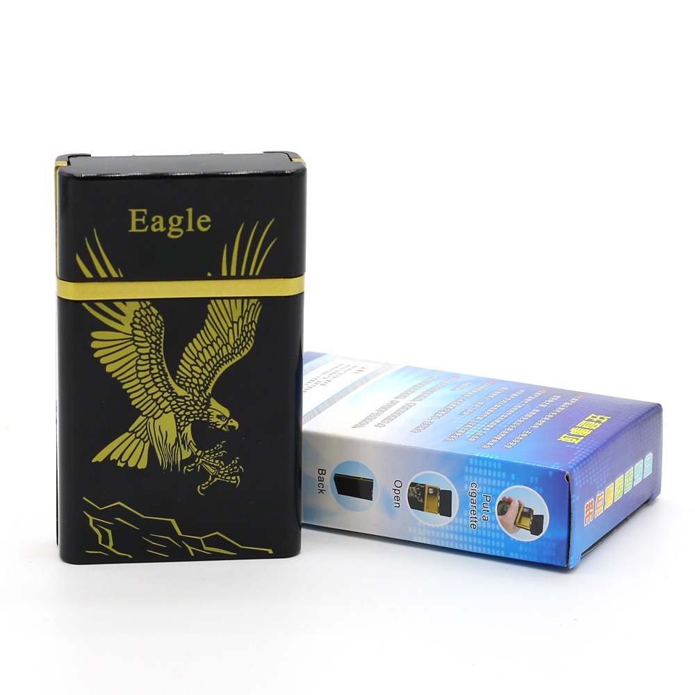electronic cigarette box with smoking lighter 10pcs cigarettes case with creative men usb charging lighter