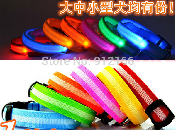 fast 200 pieces/lot led pet collar led flashing dog collar necklace/cat collar 4 sizes for choose pet gift