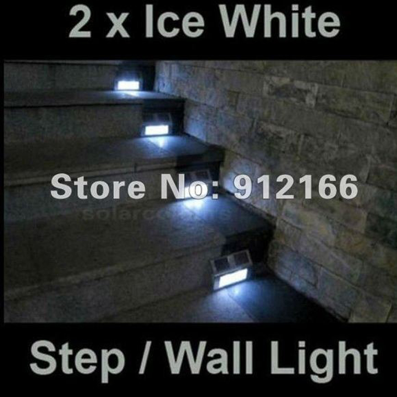 fast 30pcs/lot solar powered staircase light,stainless outdoor step light,2 led solar wall street light