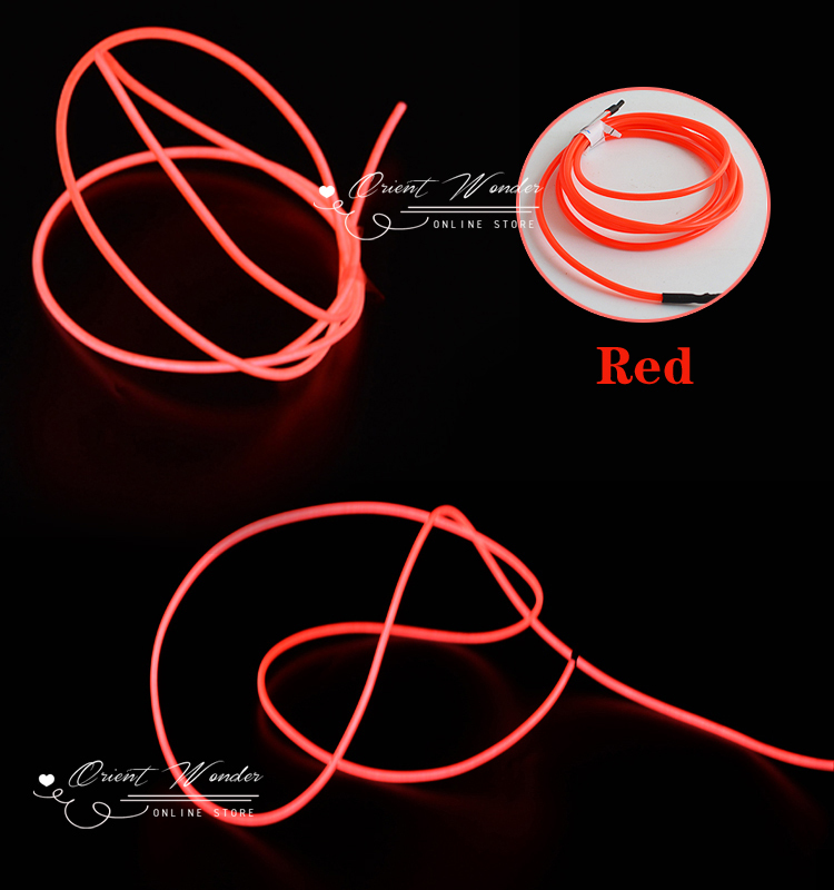 fast 3m car flexible neon light el wire rope tube with controller glowing wire for party decoration