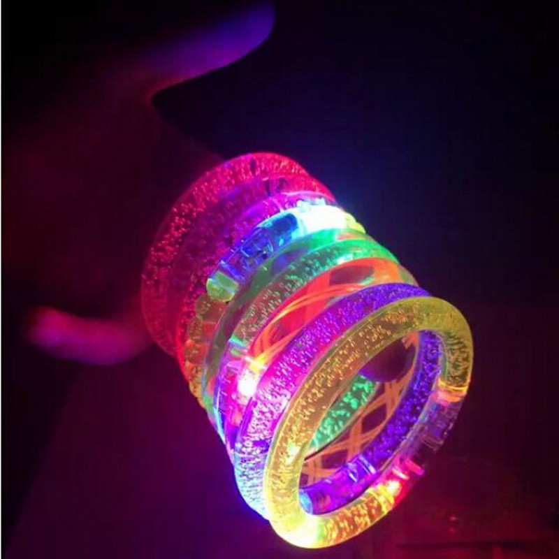 flashing led bracelet 10pcs/lot multicolor changing acrylic glowing wrist band for chiristmas party