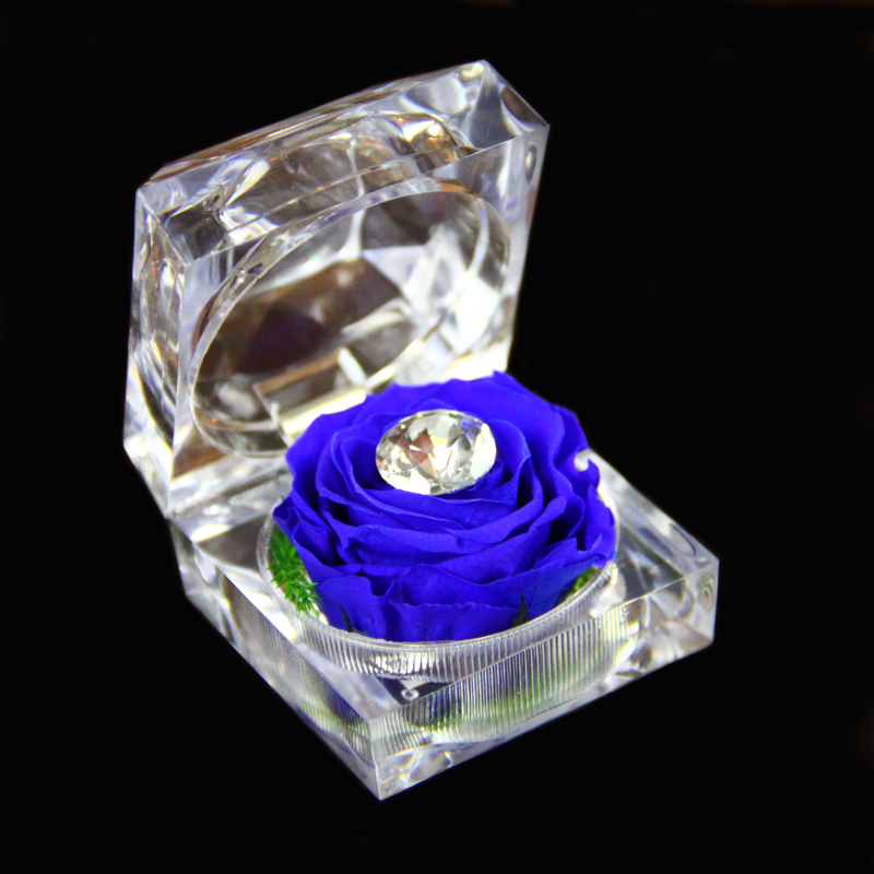fresh preserved rose flower crystal ring box wedding souvenir valentine's day birthday immortal flowers gifts