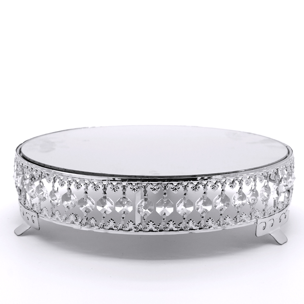 k9 crystal chain mirror surface sliver metal cake stand 12" candy dessert fruit plate display bar wedding table decoration