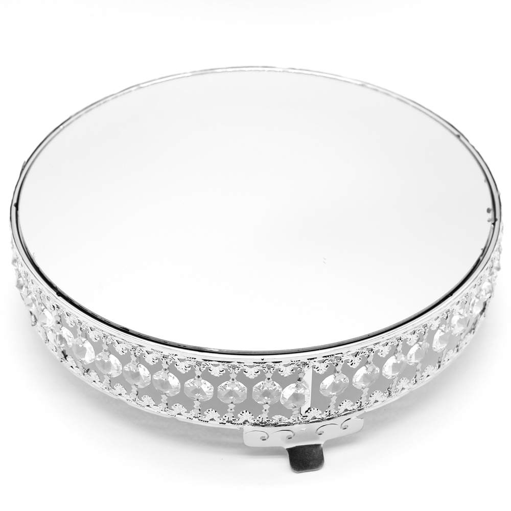 k9 crystal chain mirror surface sliver metal cake stand 12" candy dessert fruit plate display bar wedding table decoration