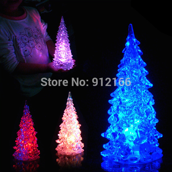 led christmas tree night lamp artificial 7 color glow christmas halloween ornament/decoration kids gift 4 pcs/lot