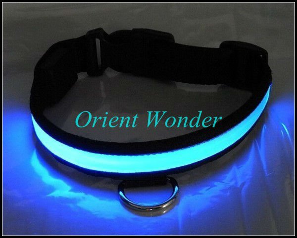 led pet collar flashing dog collar necklace/cat collar outdoor glow nylon 100pcs/lot whole bulk price