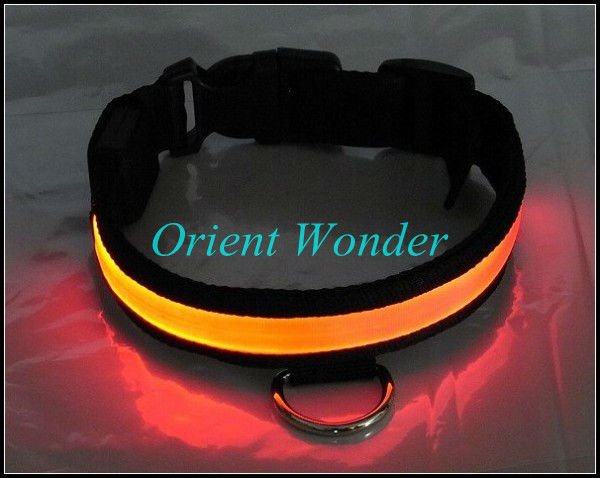 led pet collar flashing dog collar necklace/cat collar outdoor glow nylon 100pcs/lot whole bulk price