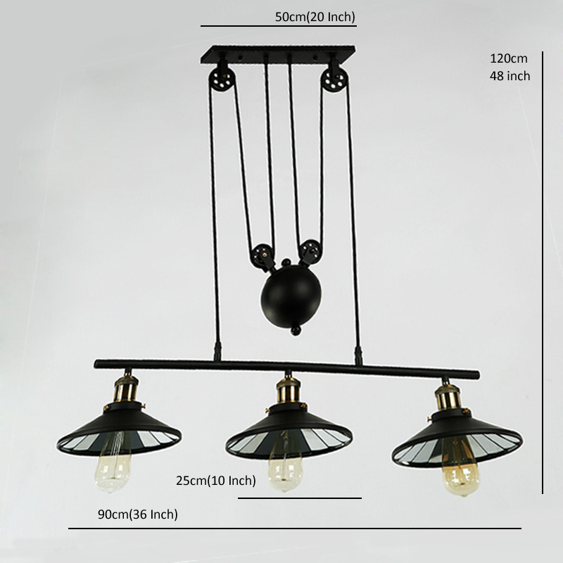 led retro pendant light 3 lights edison bulbs included up and down black painting mirror glass pendant lamp for dinning room