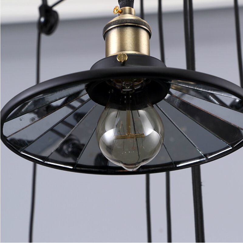 led retro pendant light 3 lights edison bulbs included up and down black painting mirror glass pendant lamp for dinning room