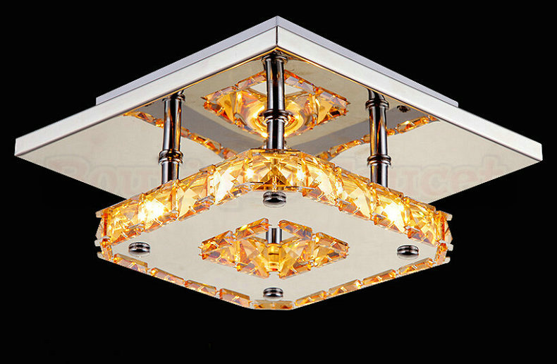 modern led ceiling lights ceiling lamp flush mount crystal light stainless steel 85-265v 12w hallway led lamp ca341