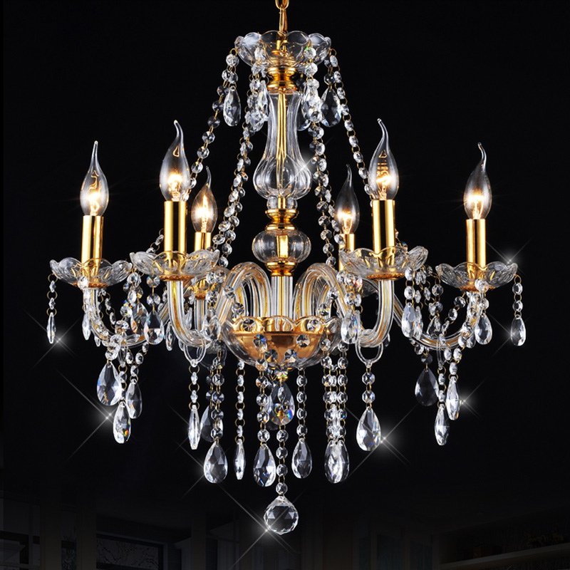modern led crystal chandelier 6 lights g9 crytal gold plating metal chandeliers lamp for living room