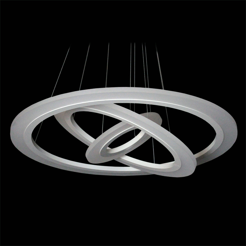 modern led pendant lamps 3 lights with remote dimmer and nightlight d72+51+27cm white painted 90-265v